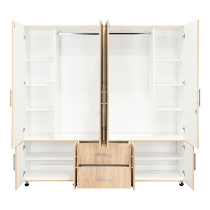 Closet Dallas, Beige y Blanco, con Ocho Puertas Abatibles y Dos Cajones Organizadores