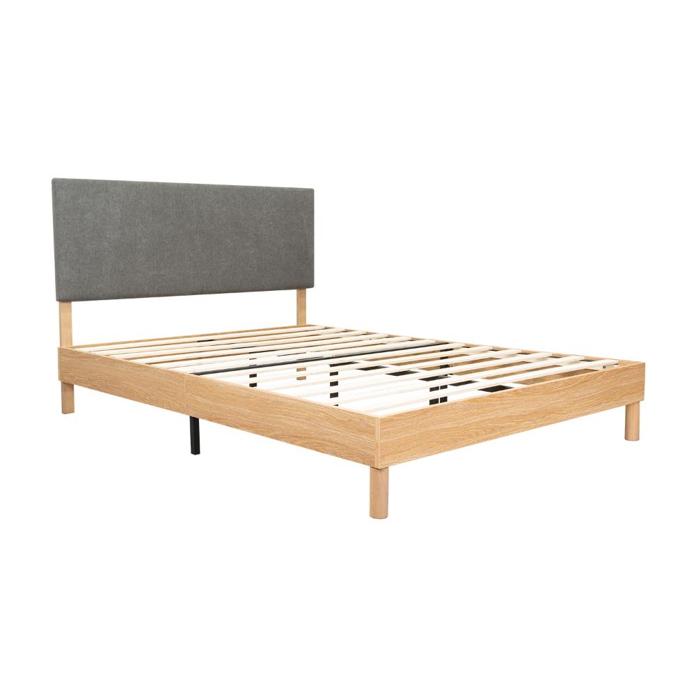Cama Doble Sonia, Gris Oscuro, con Respaldo Tapizado