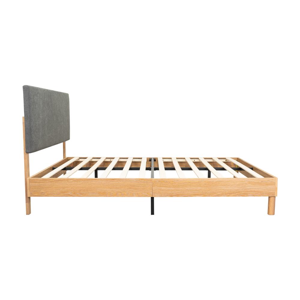 Cama Doble Sonia, Gris Oscuro, con Respaldo Tapizado