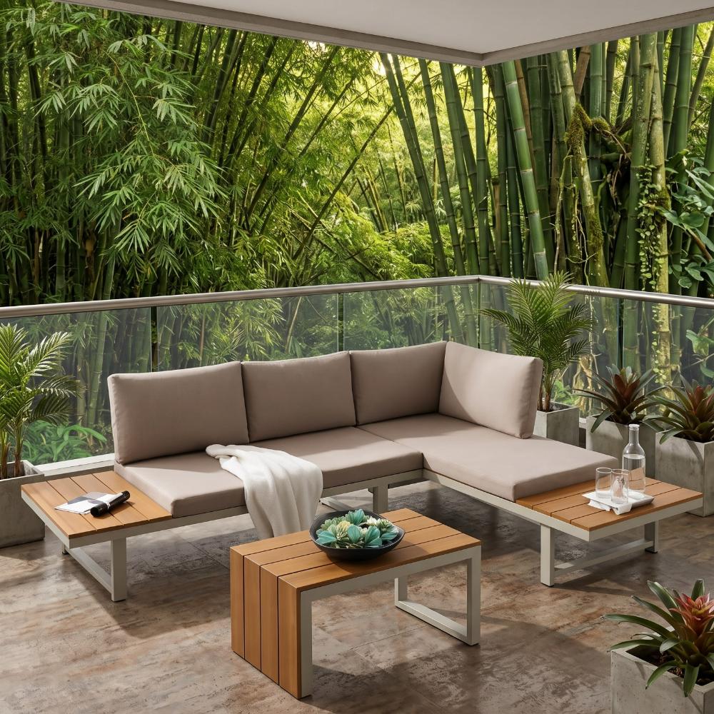Set de Terraza Sicilia, Beige, con estructura en Aluminio ligero y resistente