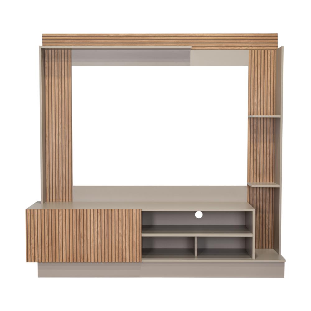 Mesa Para Tv Doha, Cocoa y Miel, Con Variedad de Entrepaños
