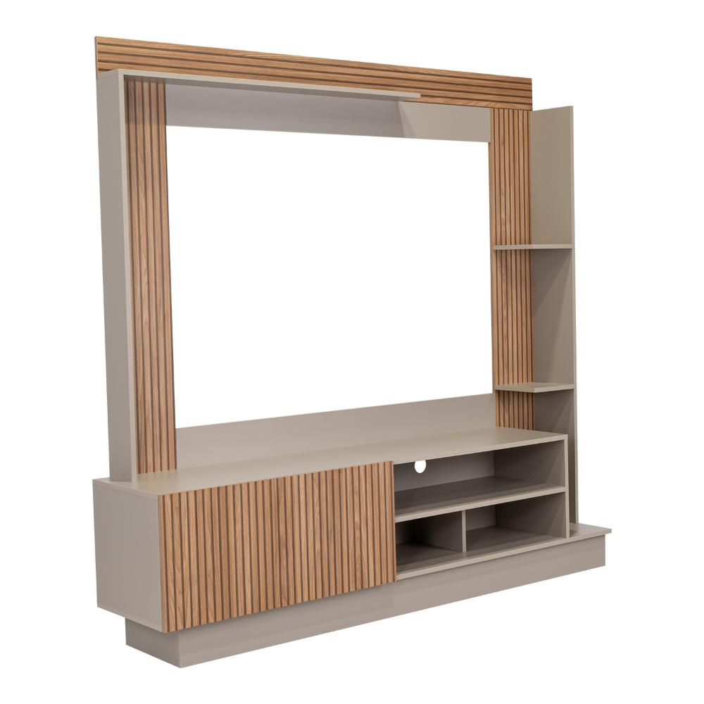 Mesa Para Tv Doha, Cocoa y Miel, Con Variedad de Entrepaños