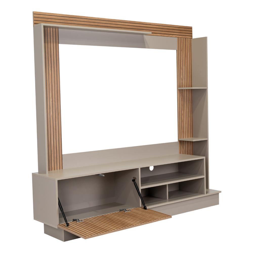Mesa Para Tv Doha, Cocoa y Miel, Con Variedad de Entrepaños