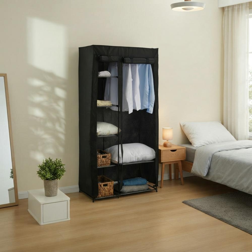 Closet Organizador Ena, Negro, En tela con variedad de entrepaños