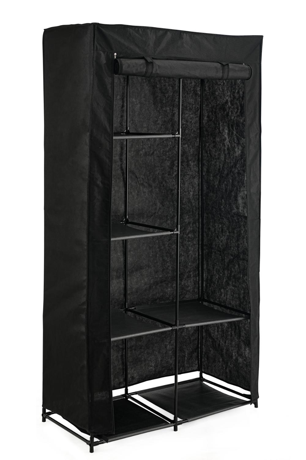 Closet Organizador Ena, Negro, En tela con variedad de entrepaños