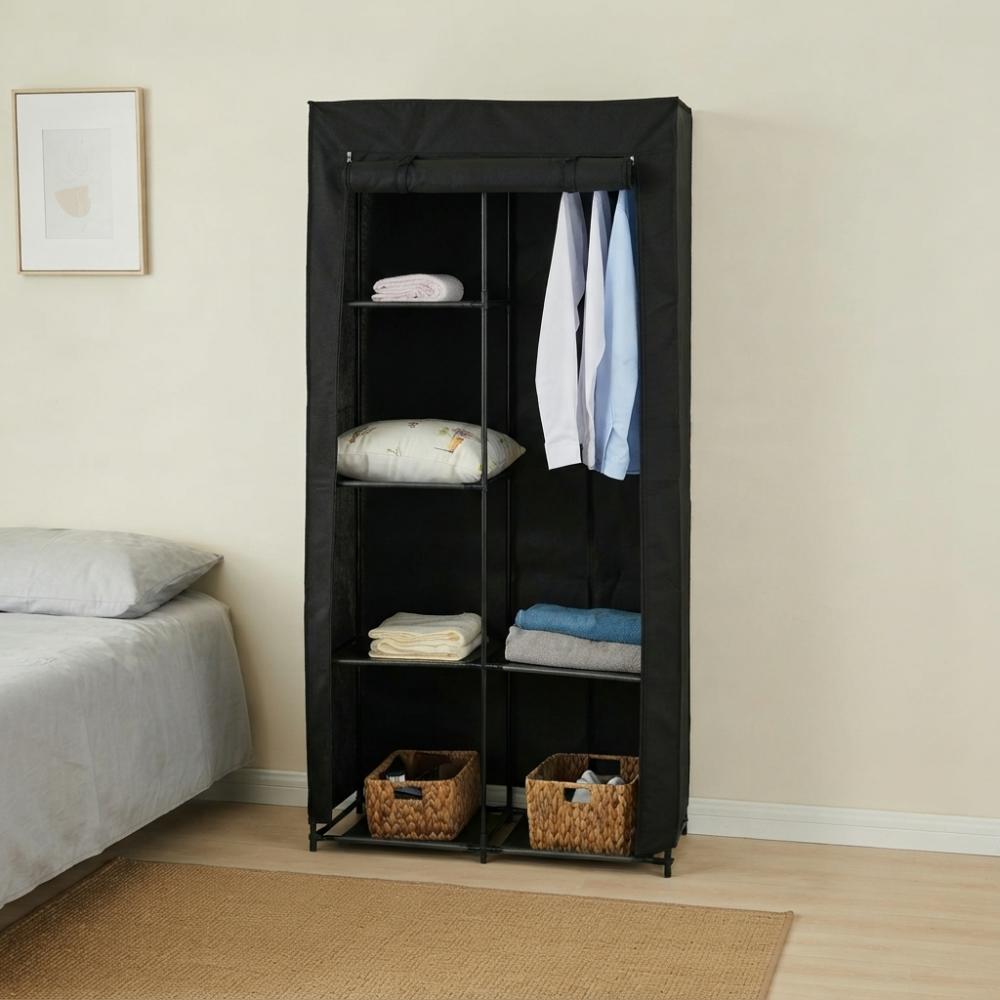 Closet Organizador Ena, Negro, En tela con variedad de entrepaños