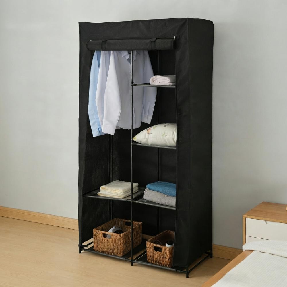 Closet Organizador Ena, Negro, En tela con variedad de entrepaños