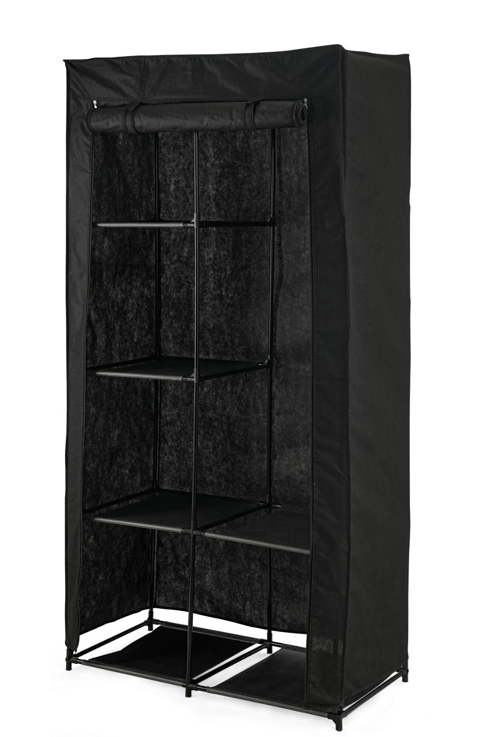 Closet Organizador Ena, Negro, En tela con variedad de entrepaños