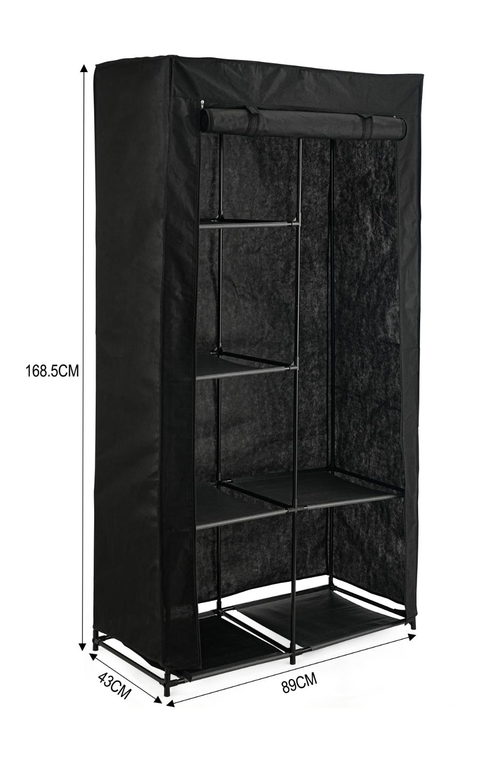 Closet Organizador Ena, Negro, En tela con variedad de entrepaños