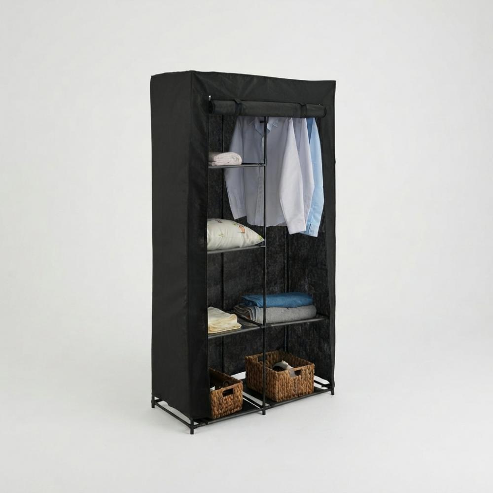 Closet Organizador Ena, Negro, En tela con variedad de entrepaños
