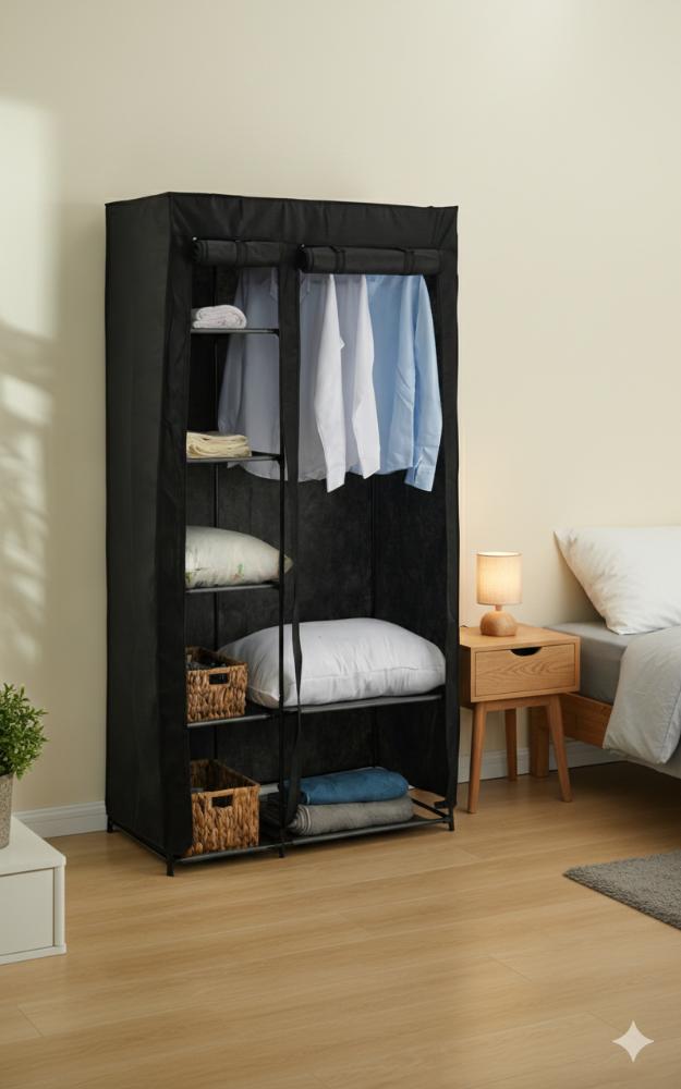 Closet Organizador Dono, Negro,  con variedad de entrepaños en tela