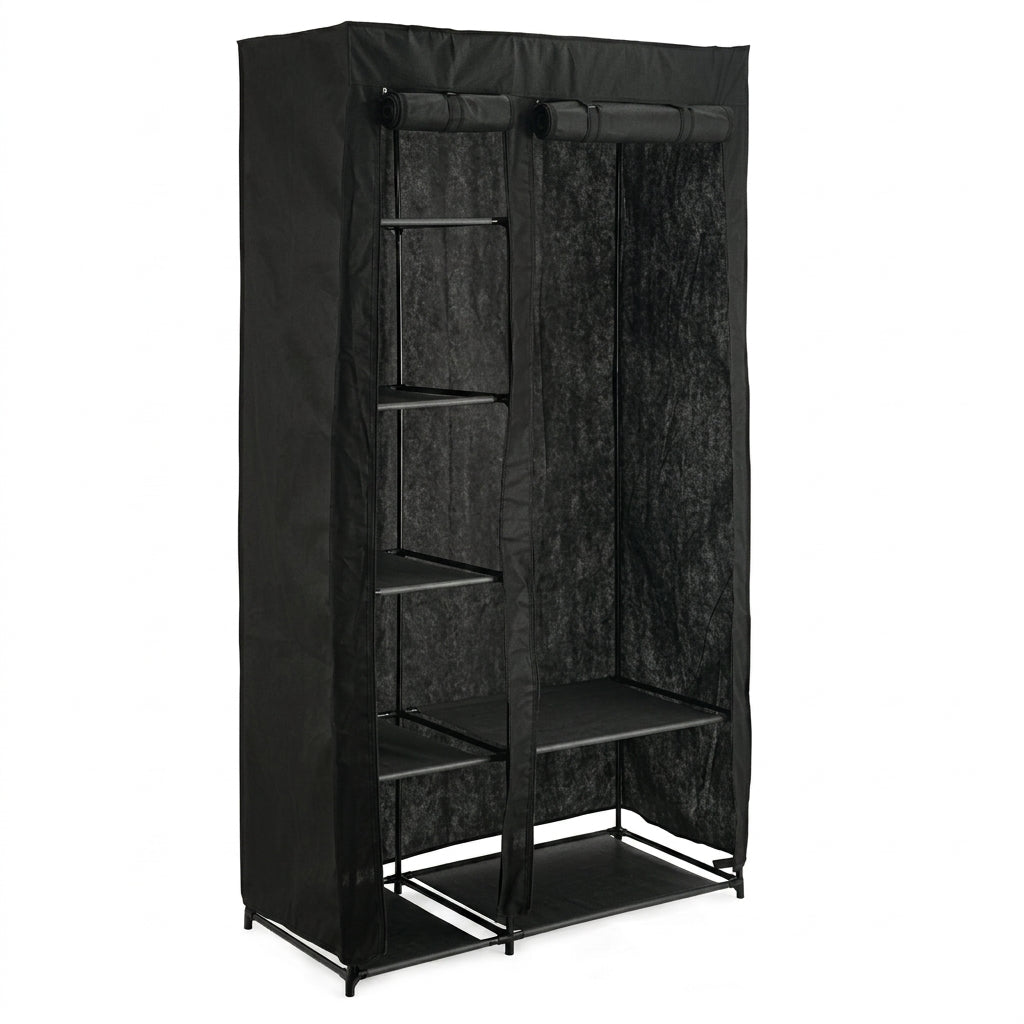 Closet Organizador Dono, Negro,  con variedad de entrepaños en tela