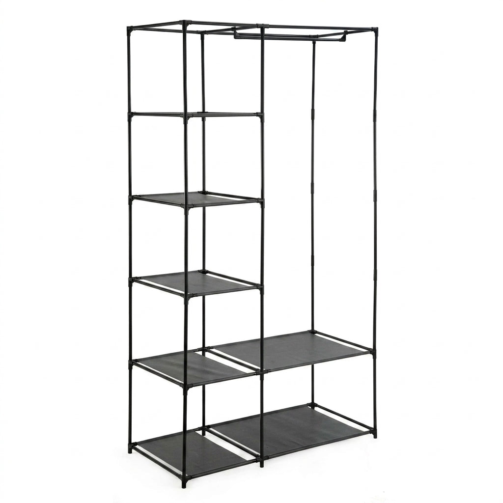 Closet Organizador Dono, Negro,  con variedad de entrepaños en tela