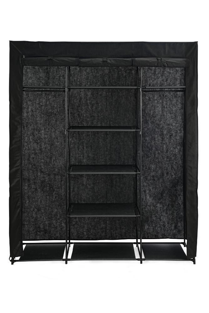Closet Organizador Erba, Negro, En tela con variedad de entrepaños centrales