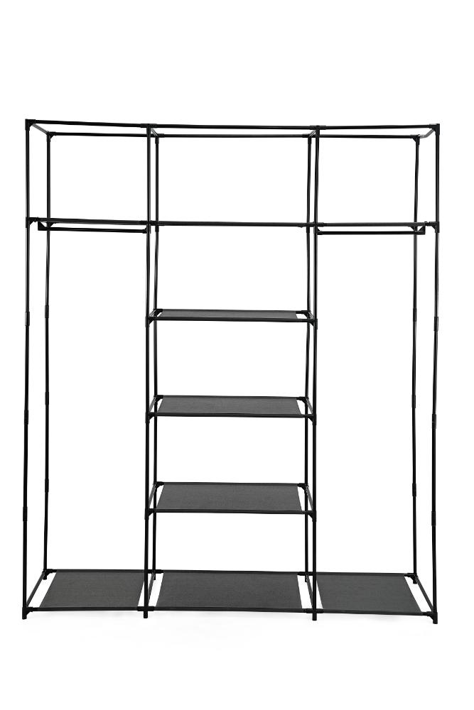Closet Organizador Erba, Negro, En tela con variedad de entrepaños centrales