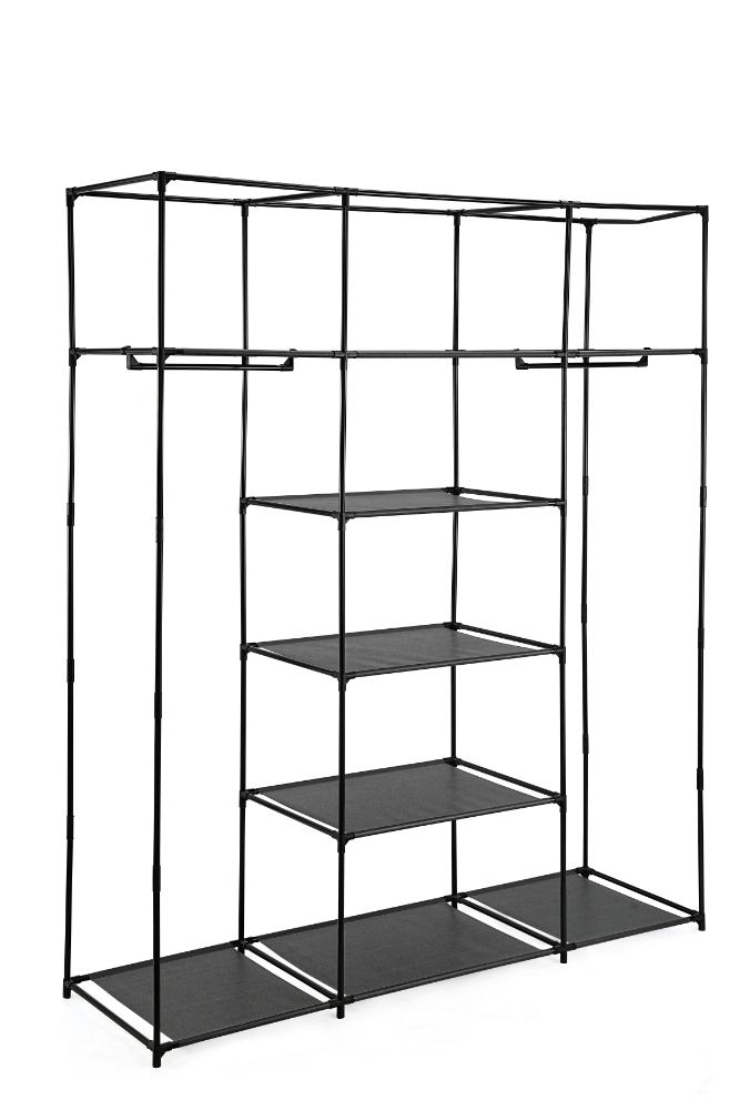 Closet Organizador Erba, Negro, En tela con variedad de entrepaños centrales