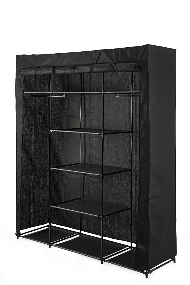 Closet Organizador Erba, Negro, En tela con variedad de entrepaños centrales