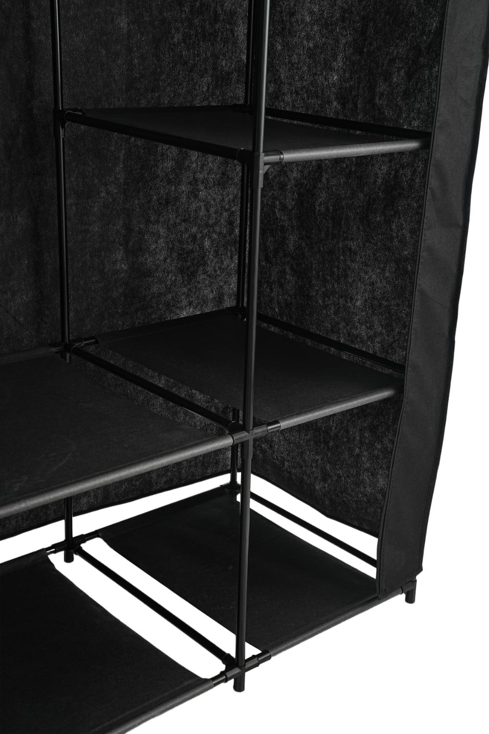 Closet Organizador Belo, Negro, En tela con variedad de entrepaños laterales