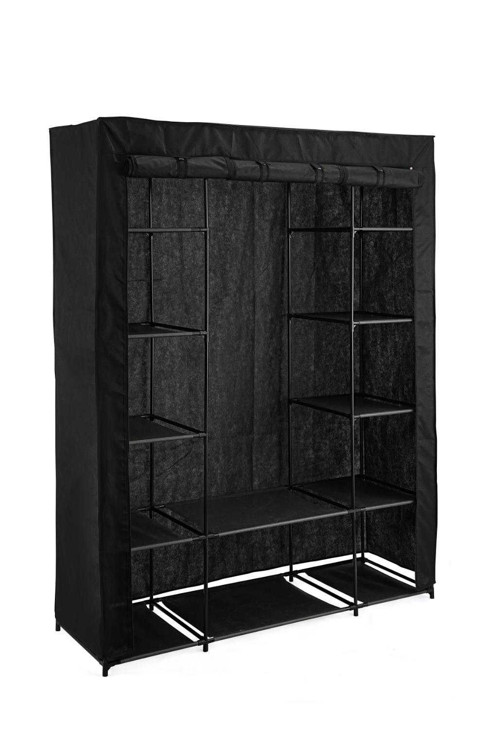 Closet Organizador Belo, Negro, En tela con variedad de entrepaños laterales