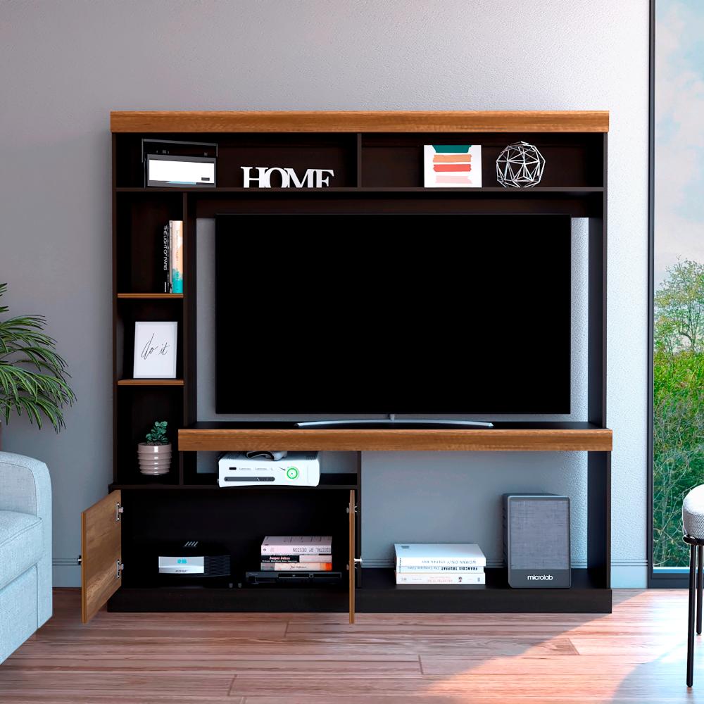 Mesa Para Tv Clasic, Wengue y Cobre, Para Televisor de 55 Pulgadas