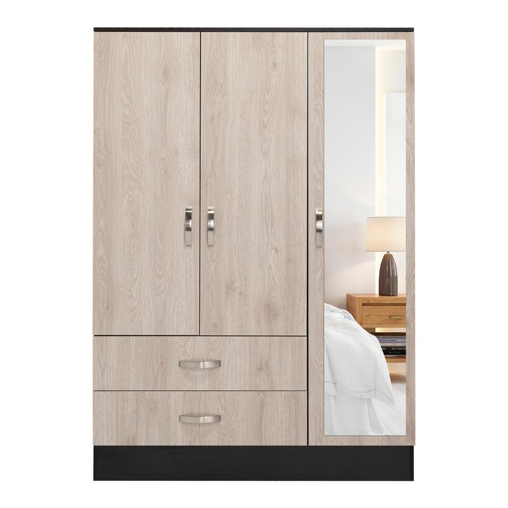 Closet Quiles 120, Wengue y Humo, Con Espejo, Tubo Para Colgar Ropa, Tres Puertas Abatibles ZF