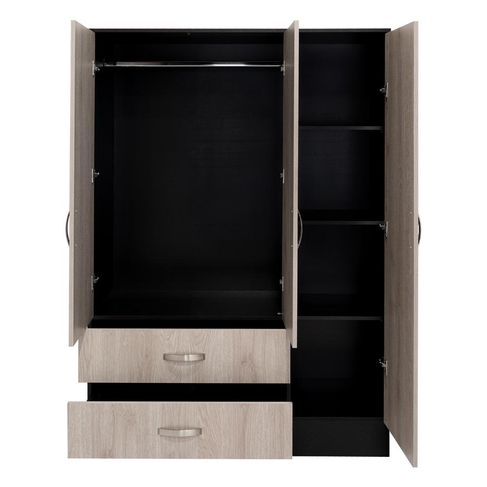 Closet Quiles 120, Wengue y Humo, Con Espejo, Tubo Para Colgar Ropa, Tres Puertas Abatibles ZF