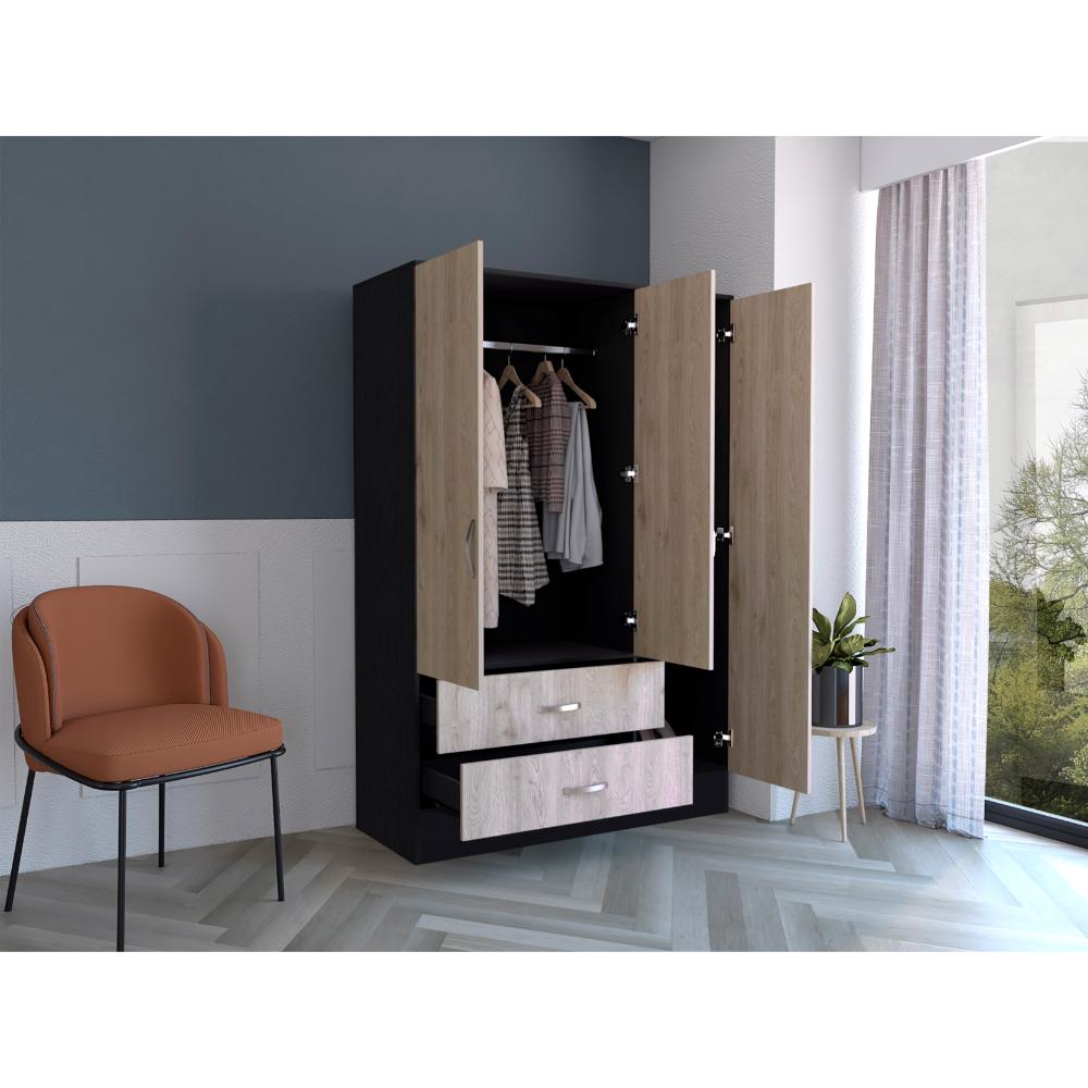 Closet Quiles 120, Wengue y Humo, Con Espejo, Tubo Para Colgar Ropa, Tres Puertas Abatibles ZF