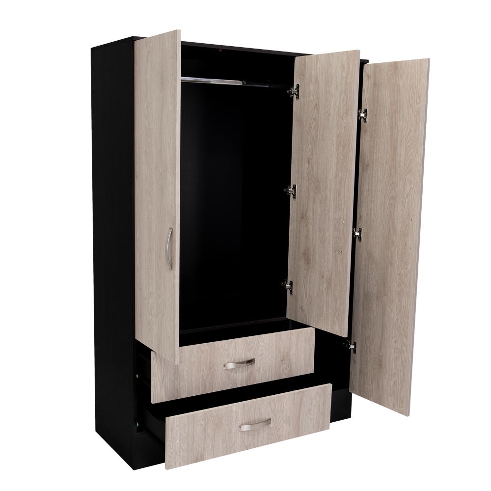 Closet Quiles 120, Wengue y Humo, Con Espejo, Tubo Para Colgar Ropa, Tres Puertas Abatibles ZF