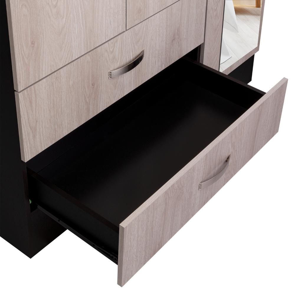Closet Quiles 120, Wengue y Humo, Con Espejo, Tubo Para Colgar Ropa, Tres Puertas Abatibles ZF