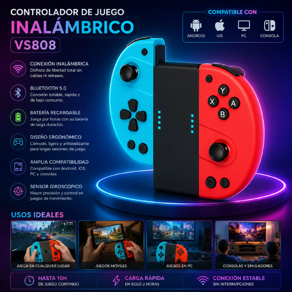 Control De Juego Inalámbrico VS808 Compatible Con Nintendo Switch