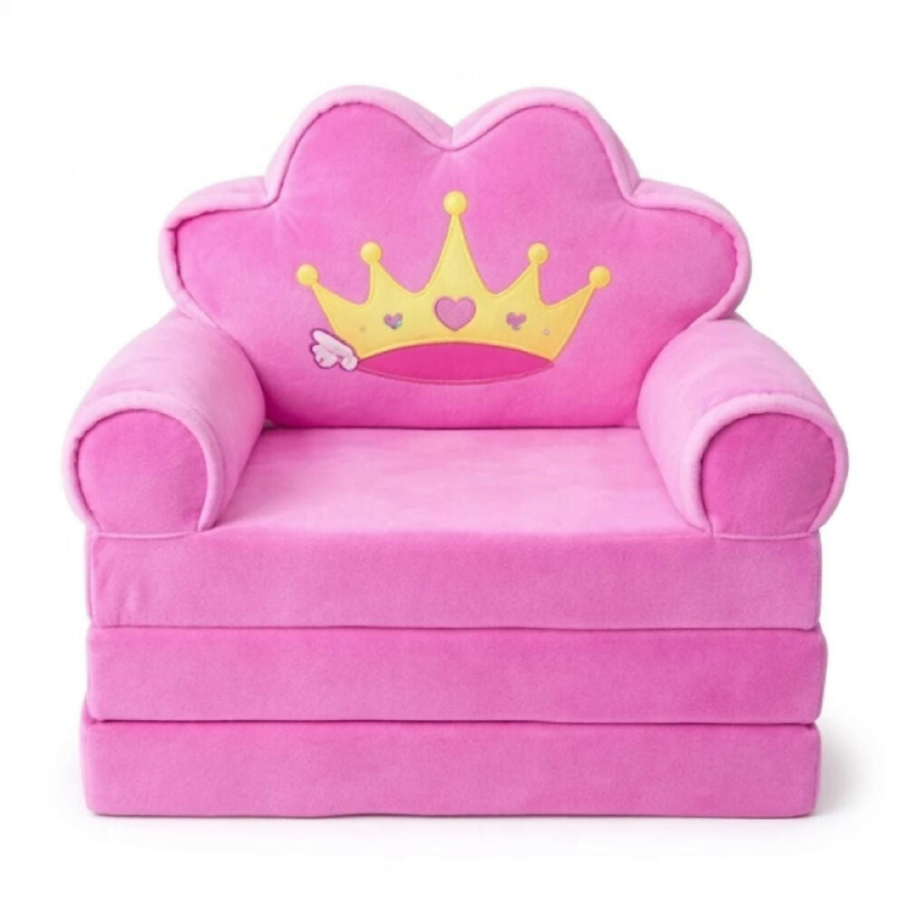 Sofá Cama Plegable Para Niñas Diseño Corona Acolchado Y Comodo