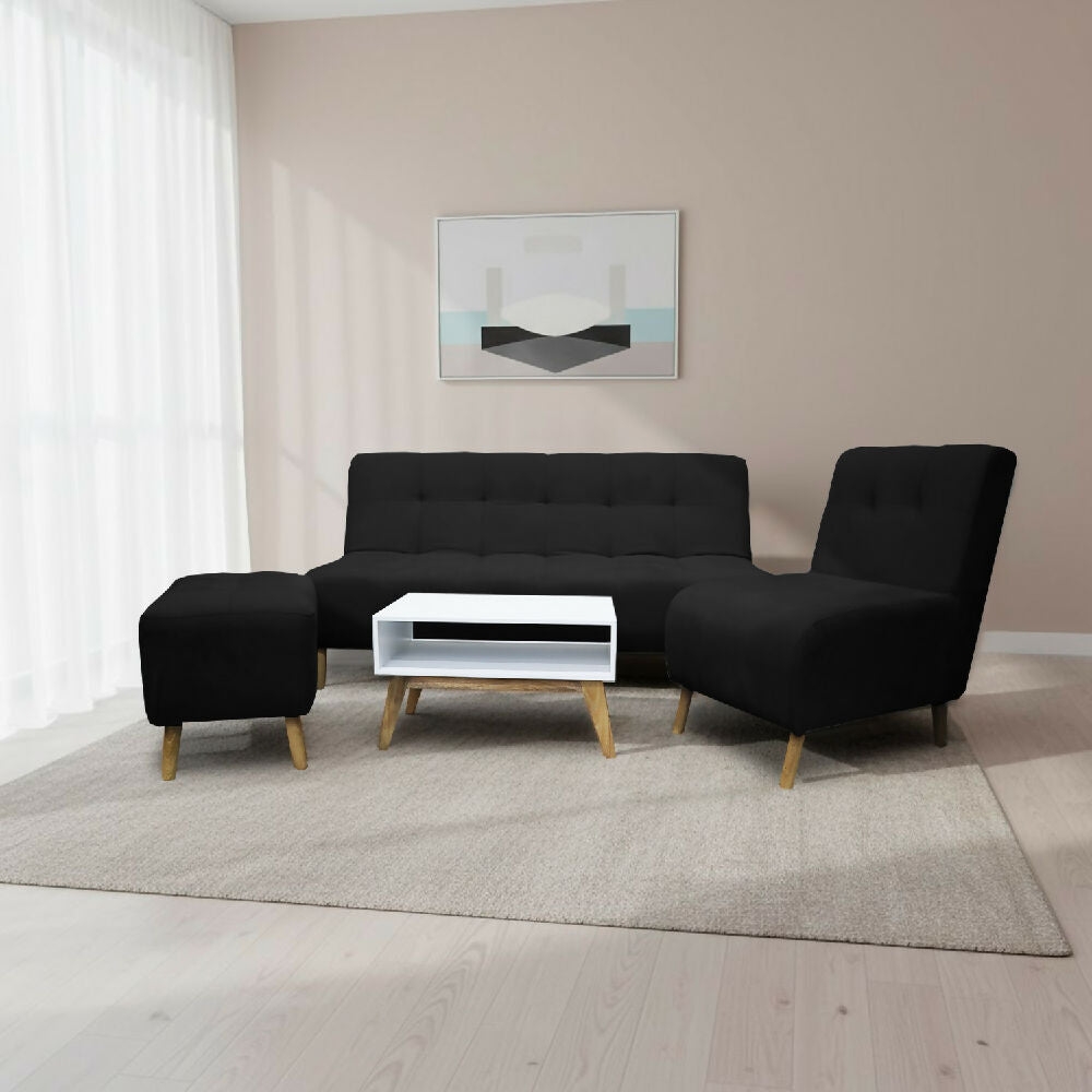 Sala Milán Negro + Mesa de Centro