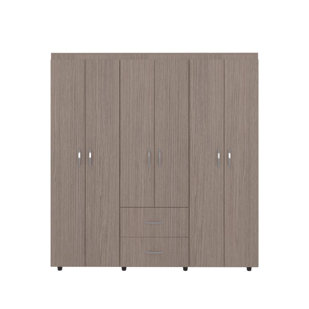 Closet Bariloche Bombay, Positano y Blanco Vainilla, Variedad de Entrepaños y Seis Puertas Abatibles