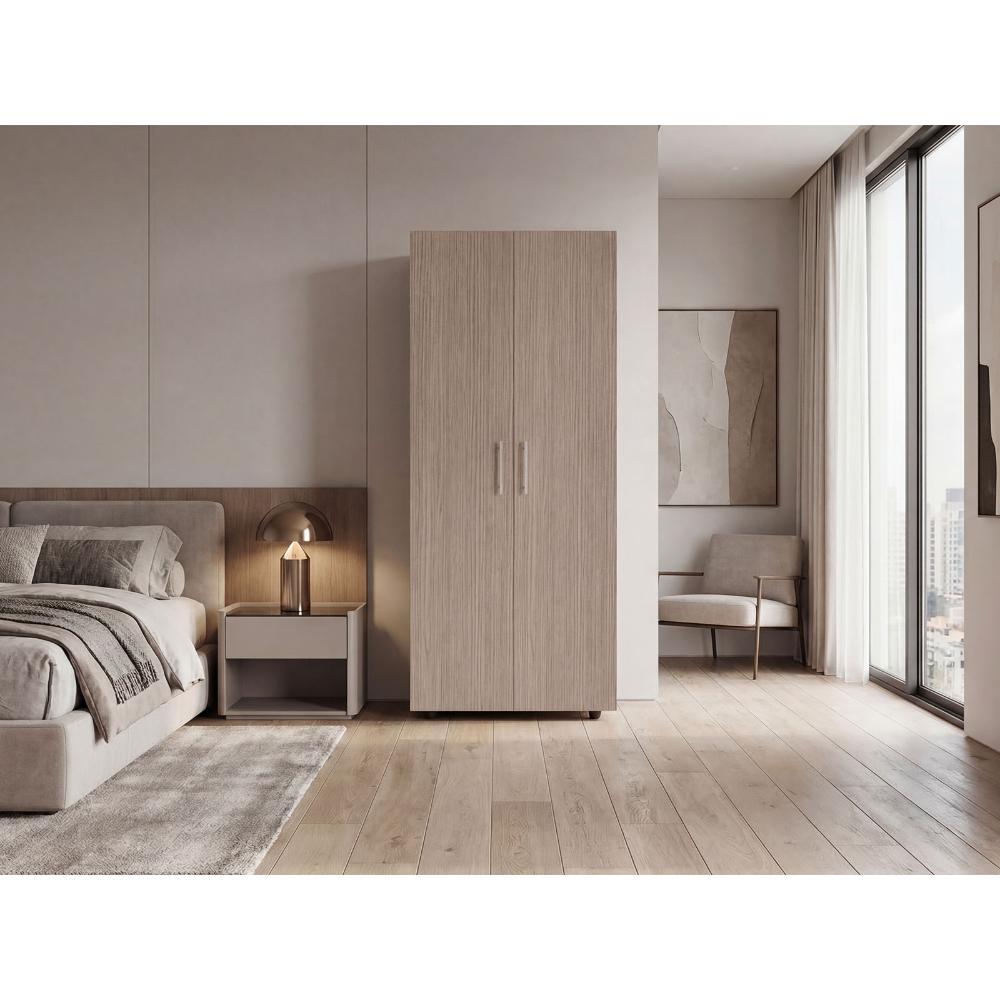 Closet Tera, Positano y Blanco Vainilla, Dos Puertas Abatibles y Dos Tubos Cromados