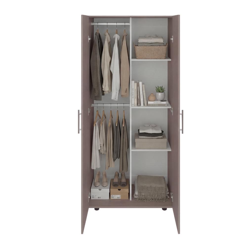 Closet Tera, Positano y Blanco Vainilla, Dos Puertas Abatibles y Dos Tubos Cromados
