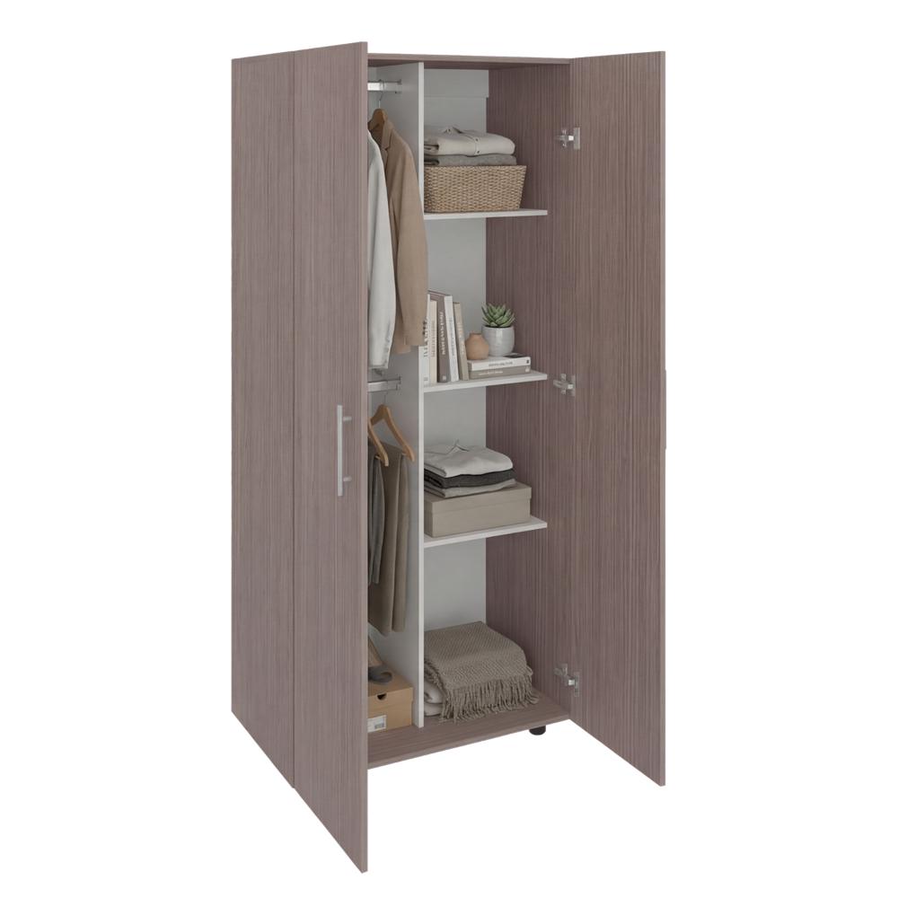 Closet Tera, Positano y Blanco Vainilla, Dos Puertas Abatibles y Dos Tubos Cromados