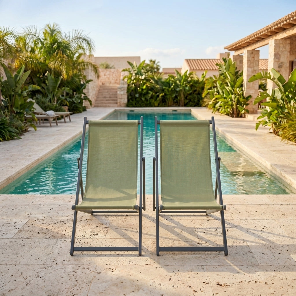 Silla Plegable Reclinable Kenya, Verde, con Tres Posiciones