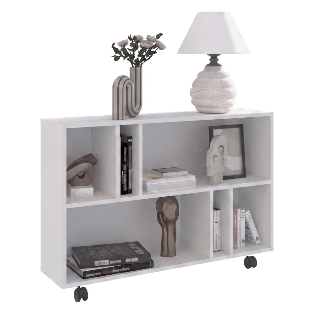 Mesa Auxiliar Jorge, Blanco, con Espacio para Guardar Objetos Como Libros y Decoración ZF