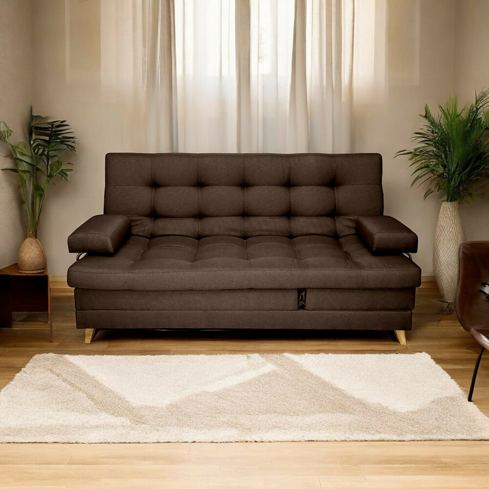 Sofa cama 5 posiciones Balmain Multifuncional Tela Café