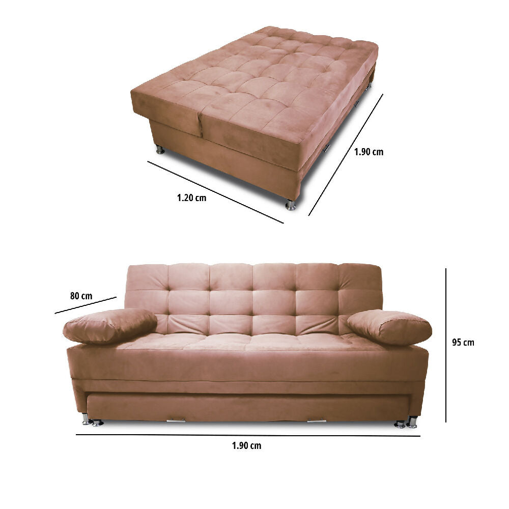 Sofá Cama Tarima Haller En Tela Velvet 190X95X80 Camel