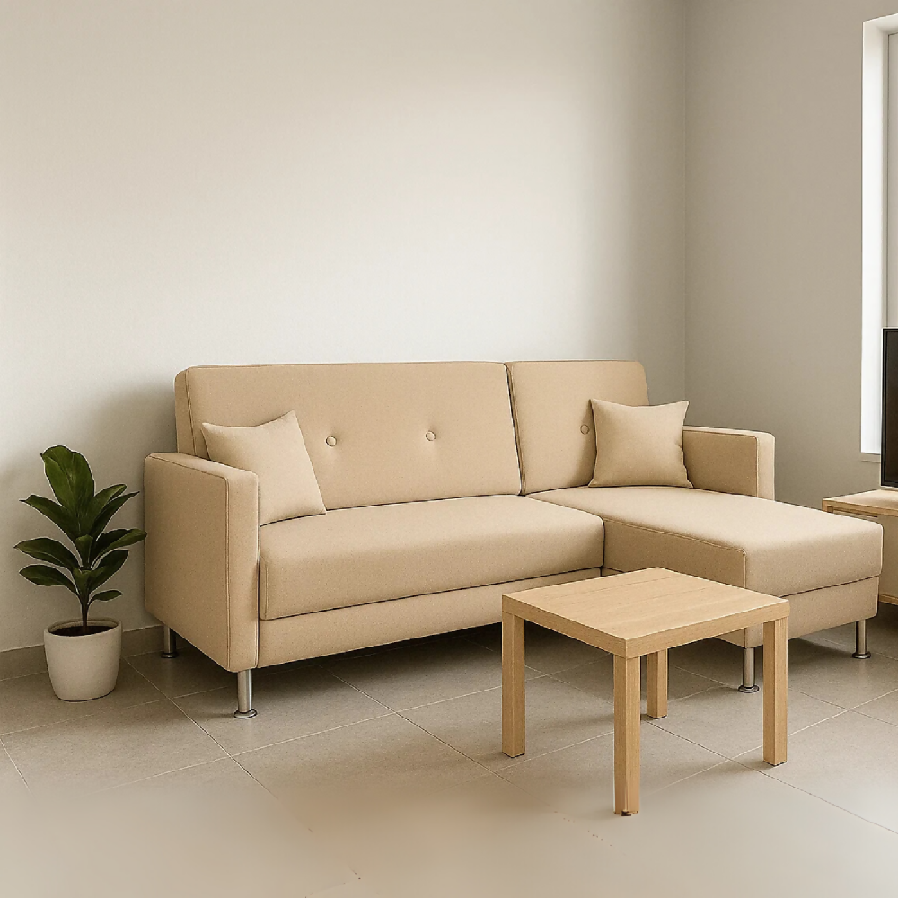 Sofá en L Derecho Casey Tela Antifluidos Beige 3 Puestos 200x80x85