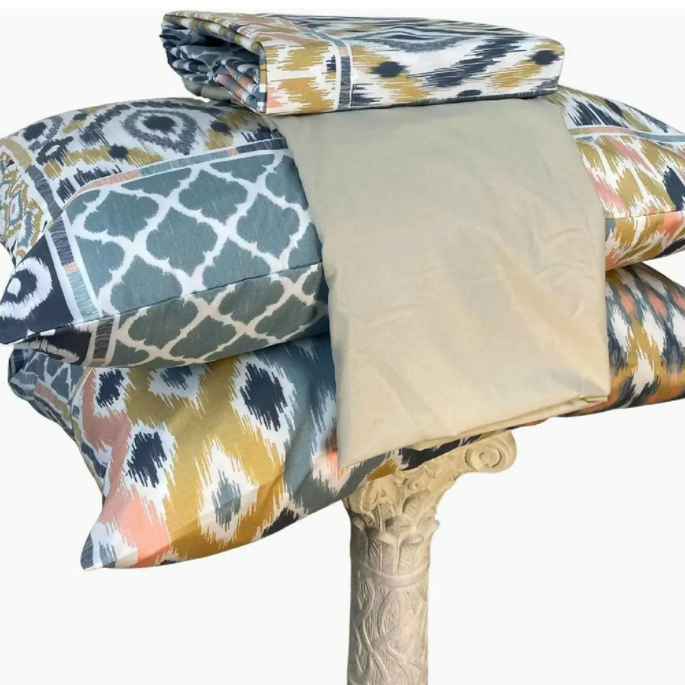 Juego de Sábanas Cama Queen 300 Hilos 100% Algodón Diseño Toscana