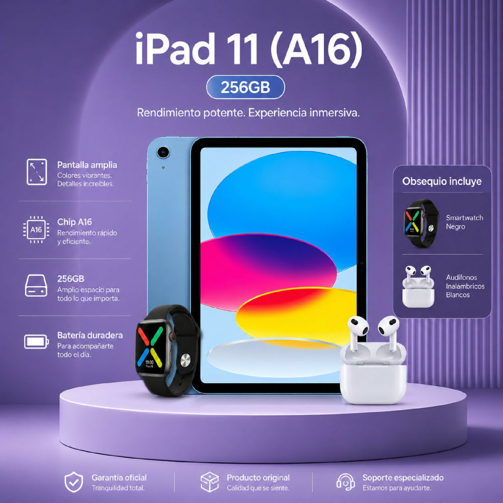 Tablet Apple IPad 11 Pulgadas 256gb A16 + Obsequio Smartwatch Y Audífonos Celeste