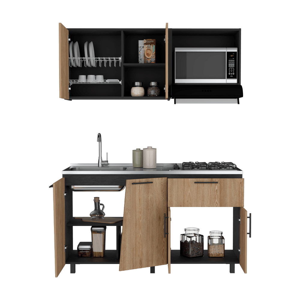 Cocina Integral Emilia, Wengue y Miel, con Pozuelo a la Izquierda