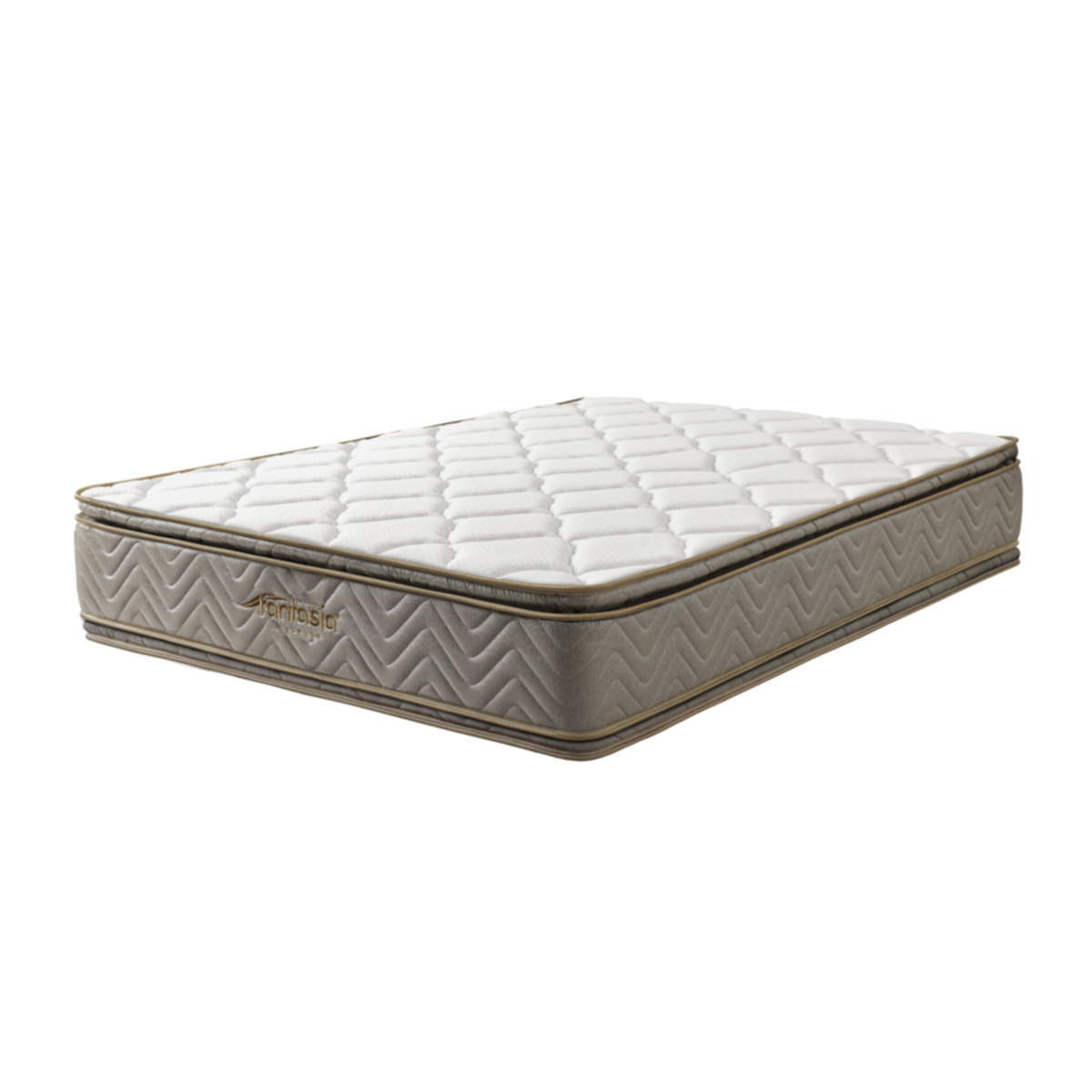 Combo Colchón Fantasia Galaxy 140X190Cm + Base Cama Lino Café + Almohada + Protector Damasco  Marca Fantasía