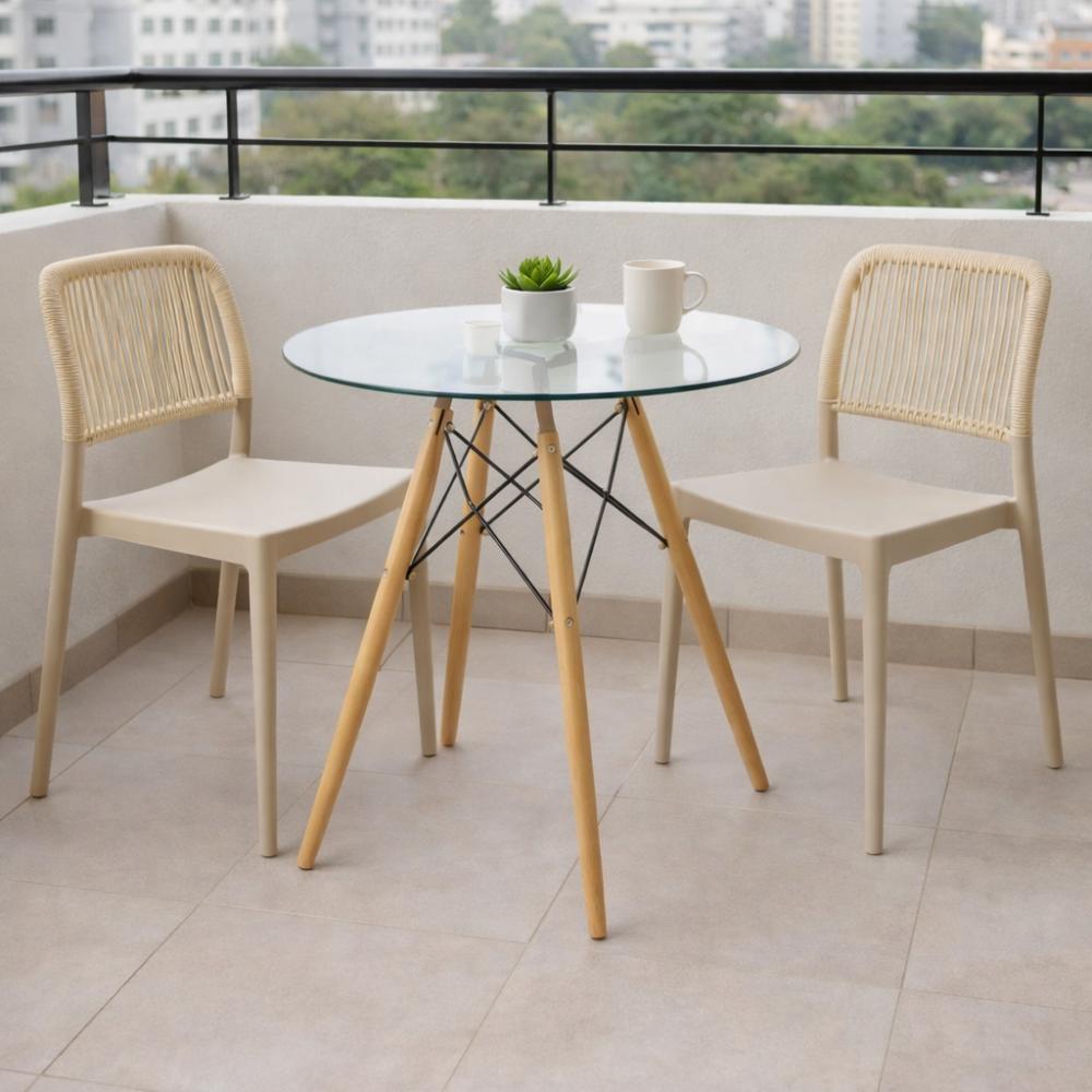 Silla Houston, Color Taupe, con Espaldar Tejido
