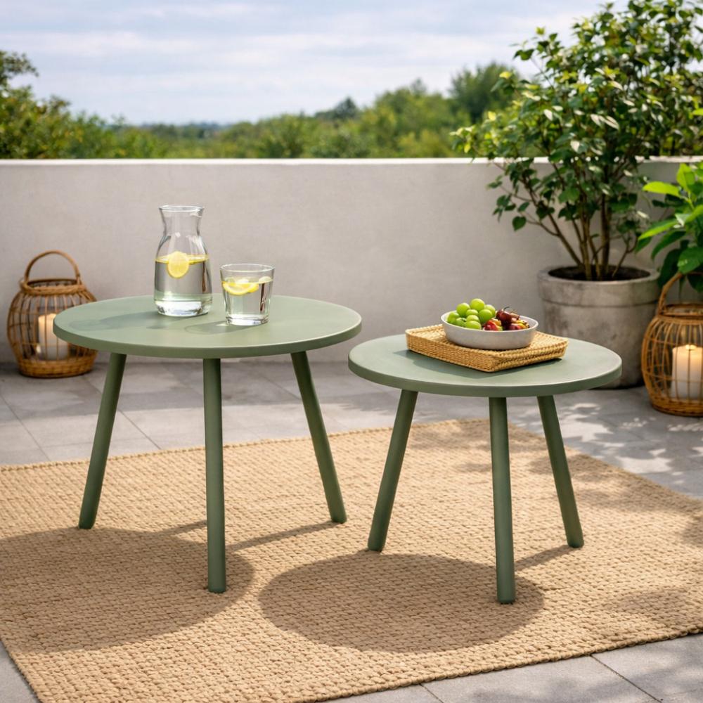 Sala de Exterior Sorrento, Verde Olivo, Con Cojines Beige, 4 Piezas