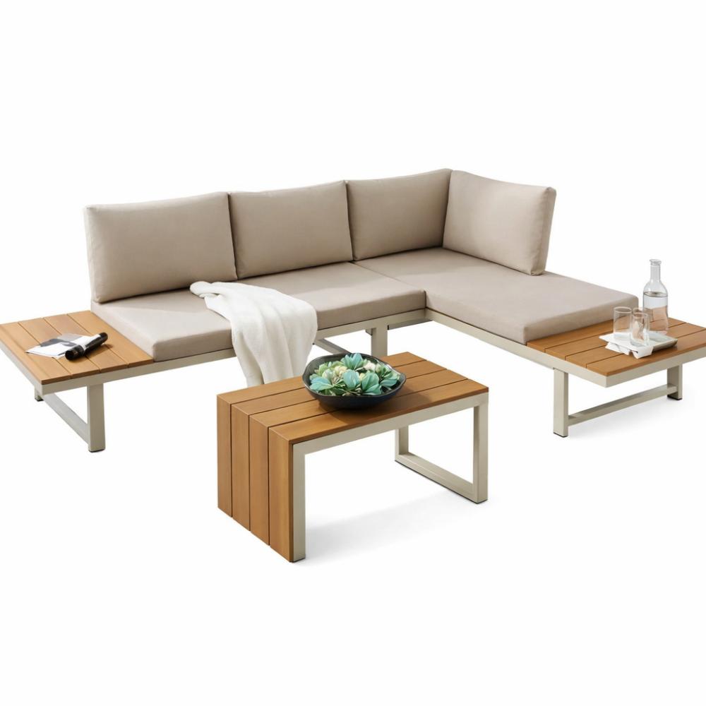 Set de Terraza Sicilia, Beige, con estructura en Aluminio ligero y resistente