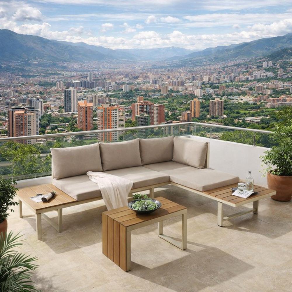 Set de Terraza Sicilia, Beige, con Diseño Inteligente Minimalista y Funcional