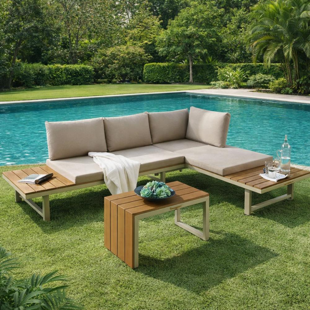 Set de Terraza Sicilia, Beige, con Diseño Inteligente Minimalista y Funcional